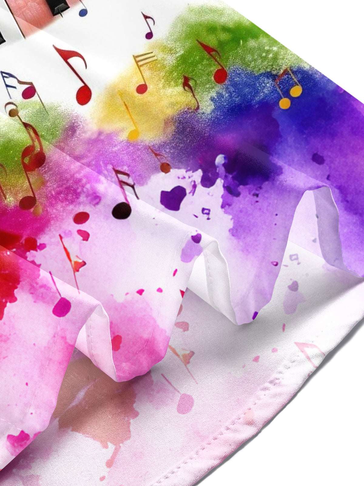 Lip Piano Note Gradient Print Men's Pocket Short Sleeve Shirts