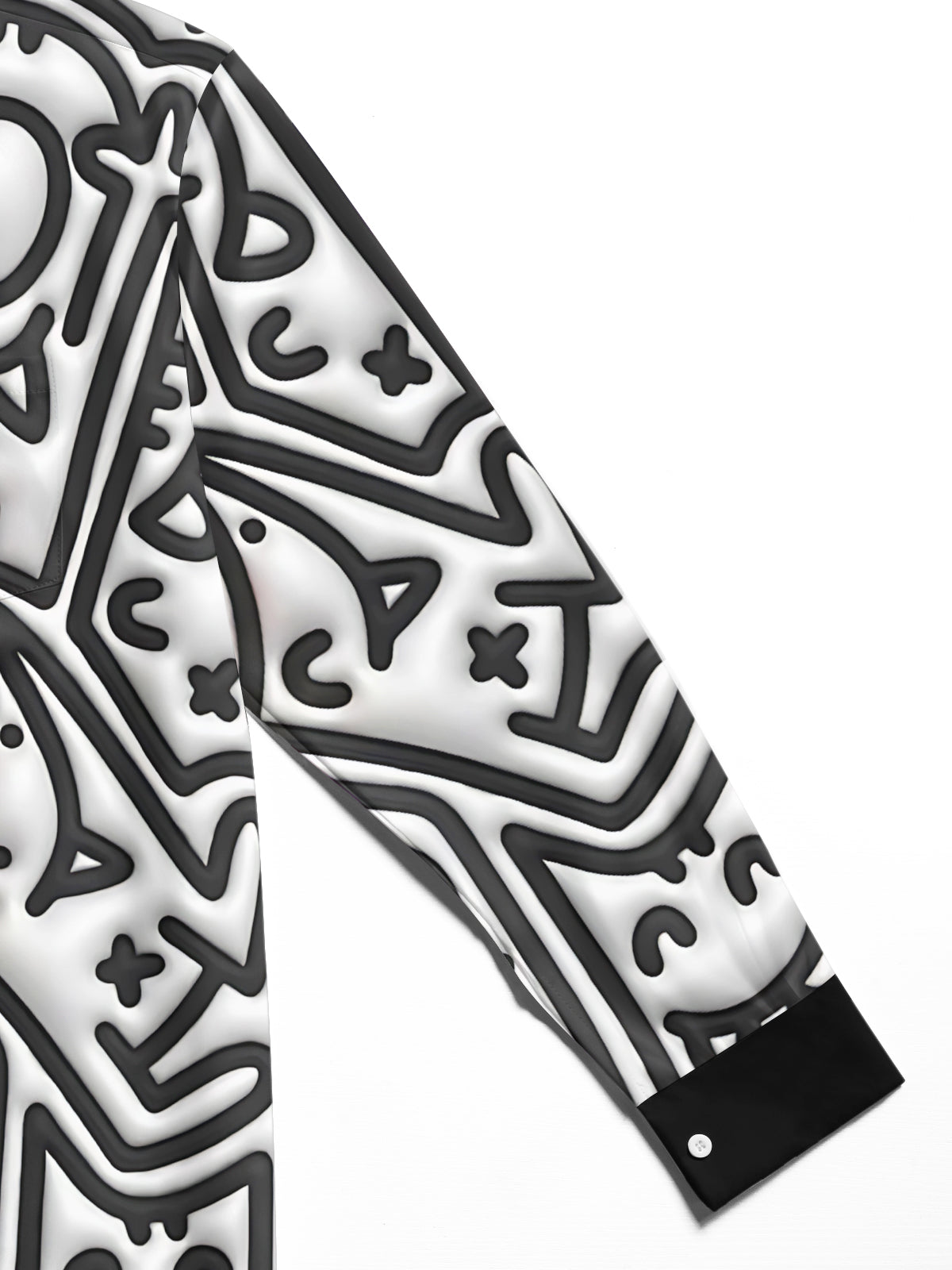 Geometric Heart Print Men's Pocket Long Sleeve Shirts