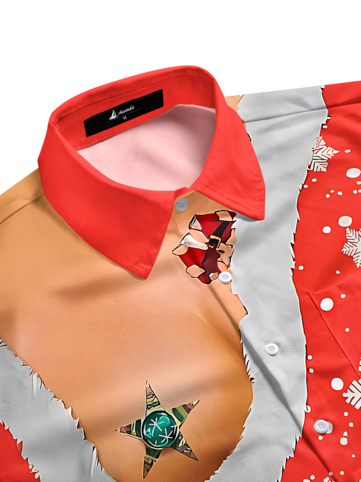 Funny Christmas Print Men's Pocket Short Sleeve Shirts