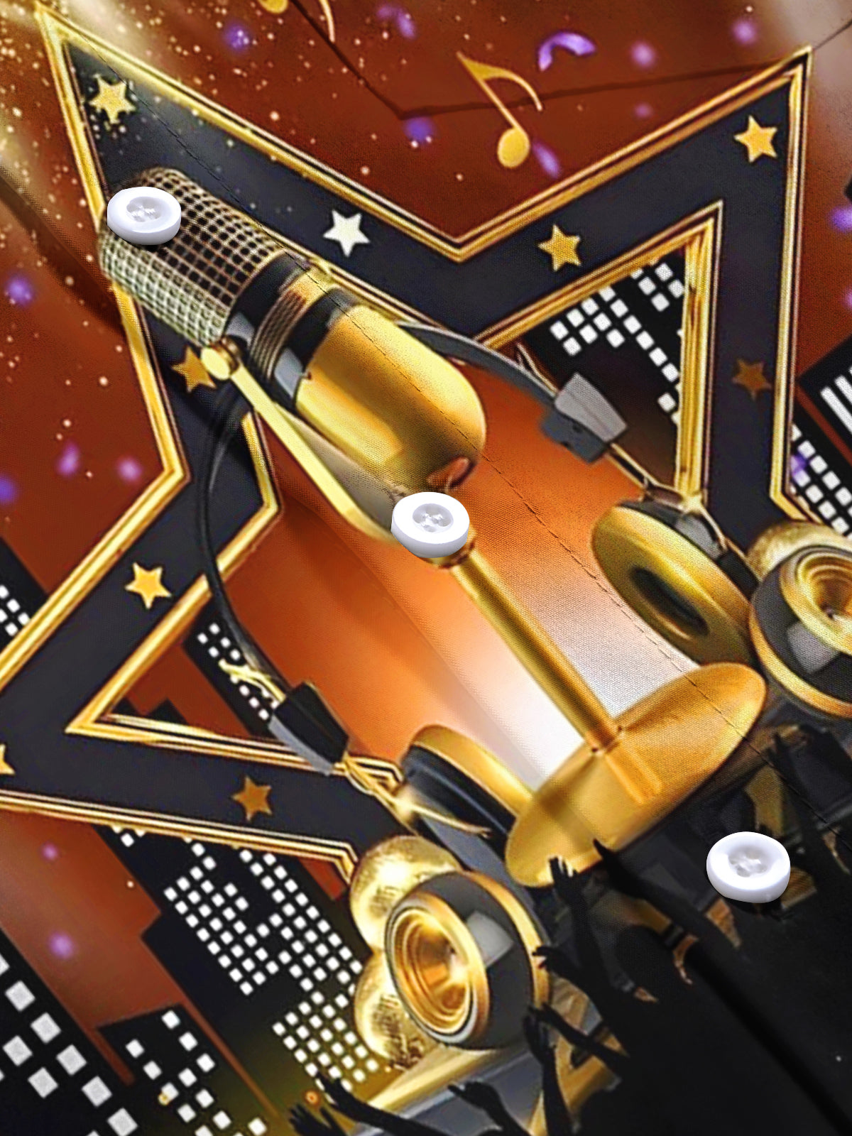 Music Stage Print Men's Pocket Short Sleeve Shirts