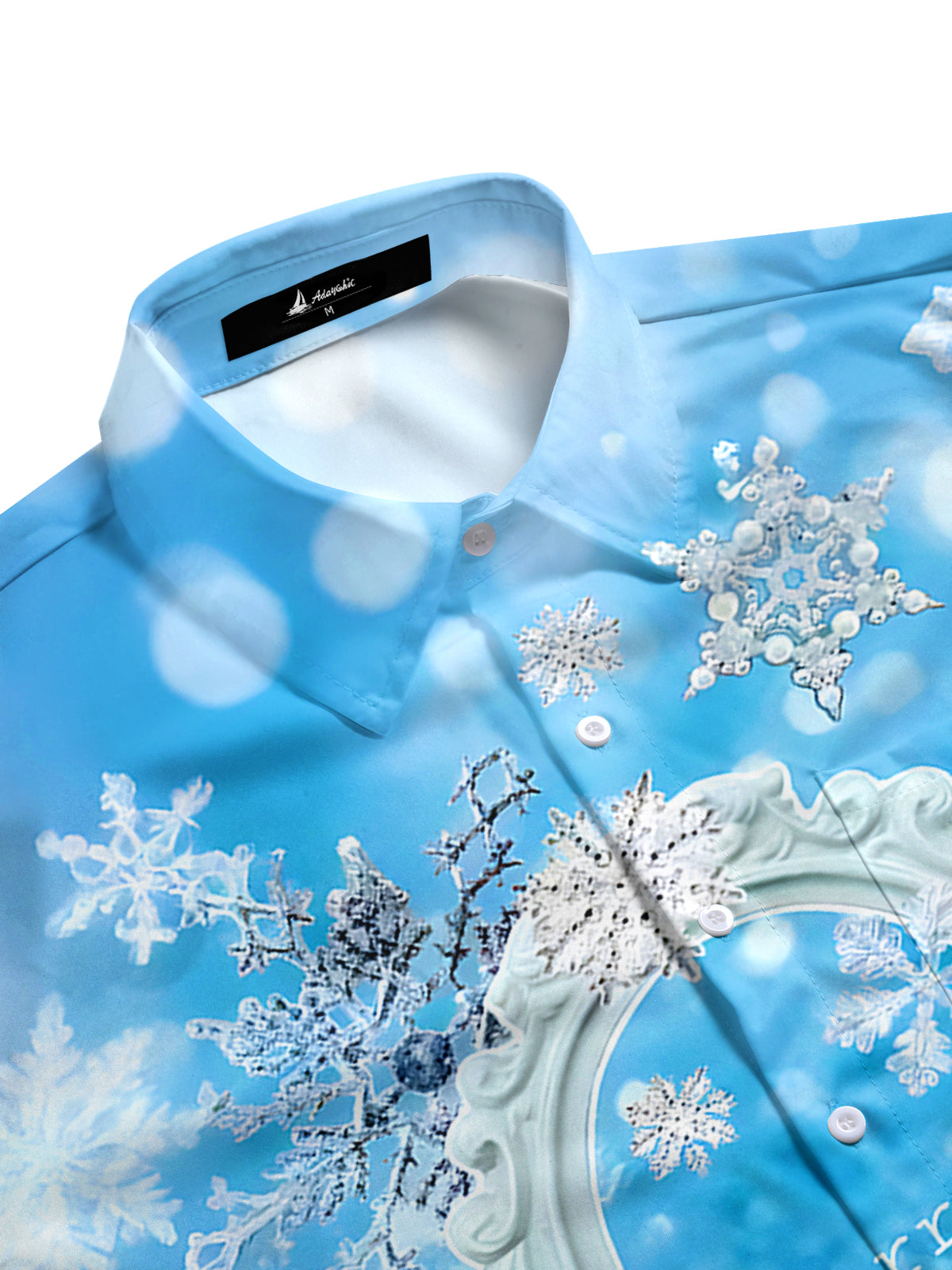 Christmas Mirror Snowflake Men's Pocket Short Sleeve Shirts