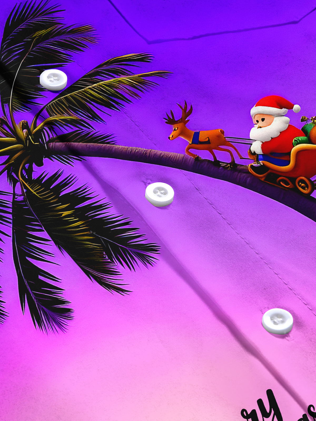 Santa Claus Coconut Tree Men's Pocket Short Sleeve Shirts