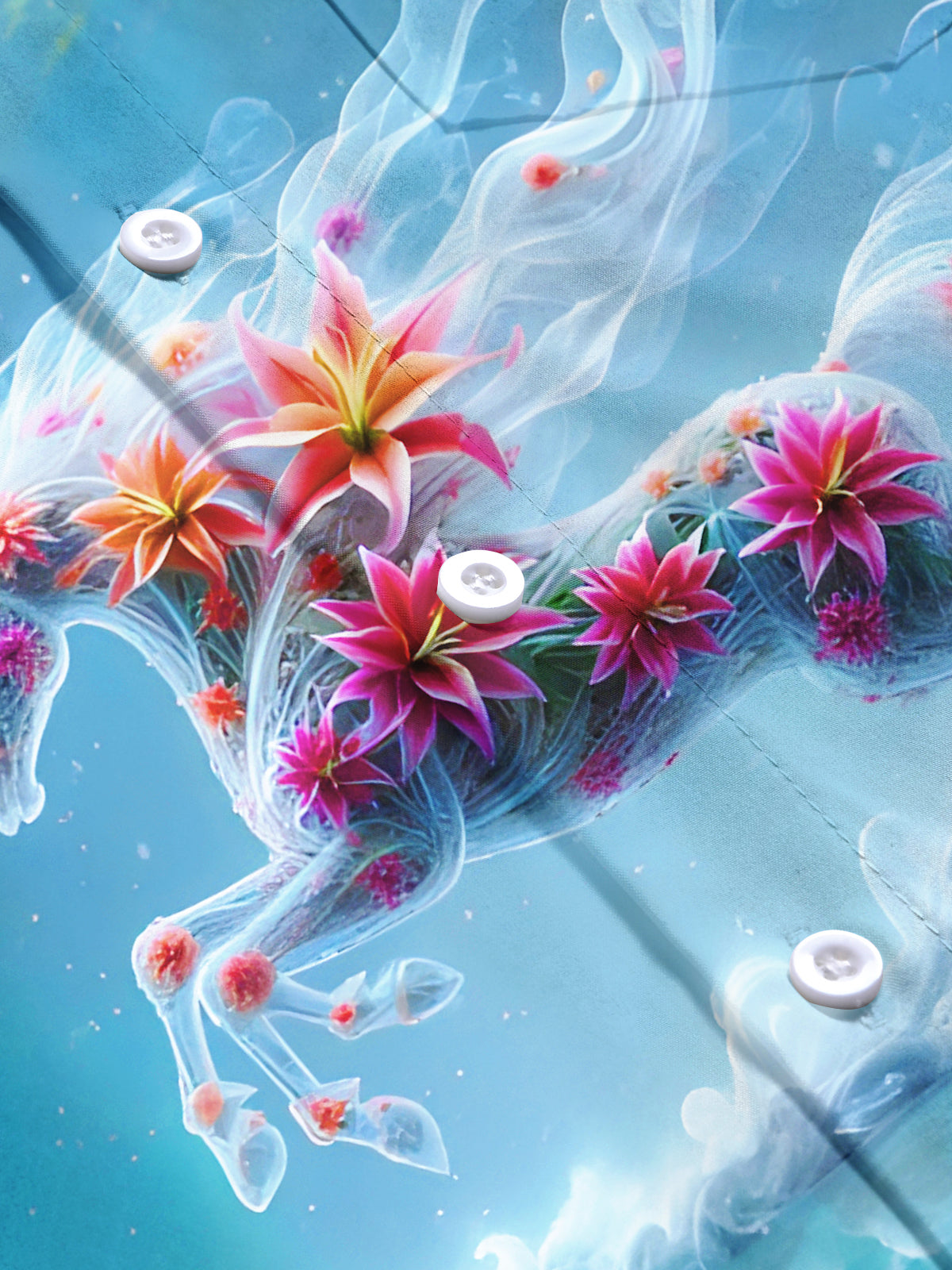 Art Running Flower Horse Men's Pocket Short Sleeve Shirts