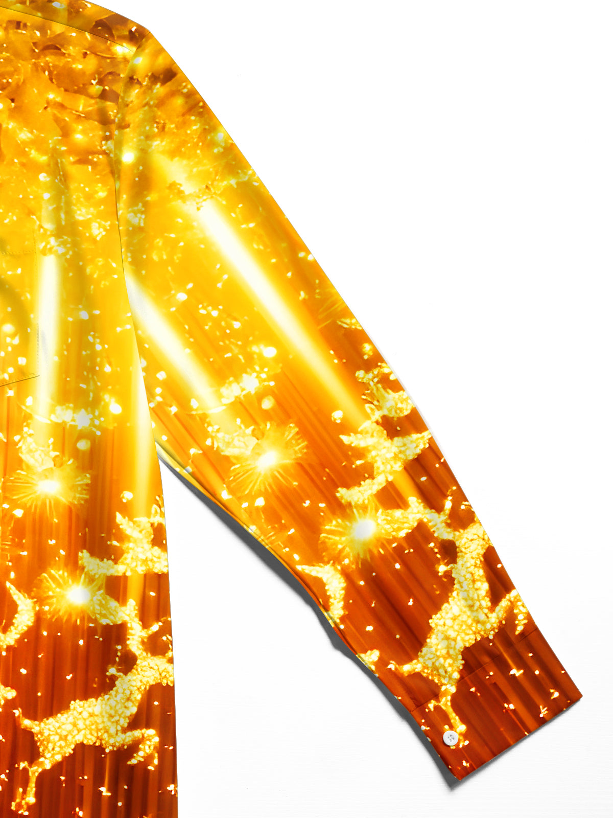 Art Gilded Christmas Reindeer Xmas Men's Pocket Long Sleeve Shirts