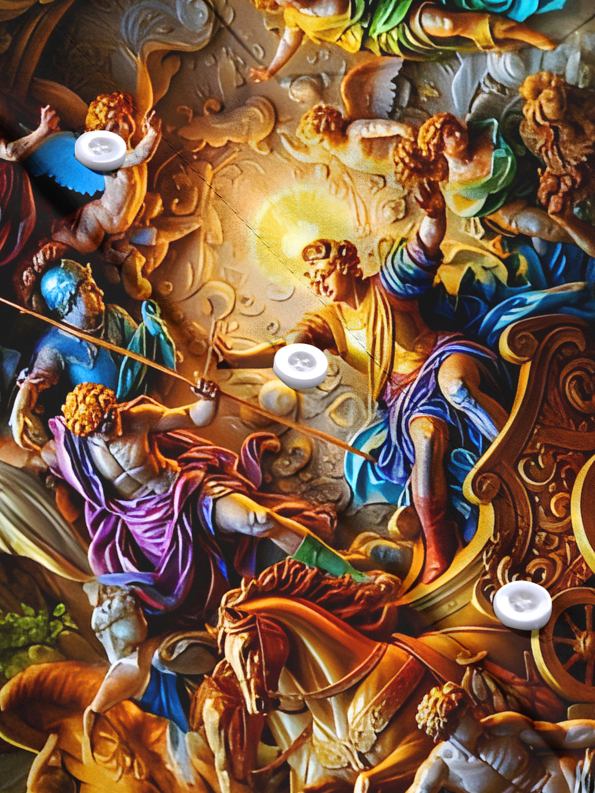 Retro Colorful Art Relief Men's Pocket Long Sleeve Shirts