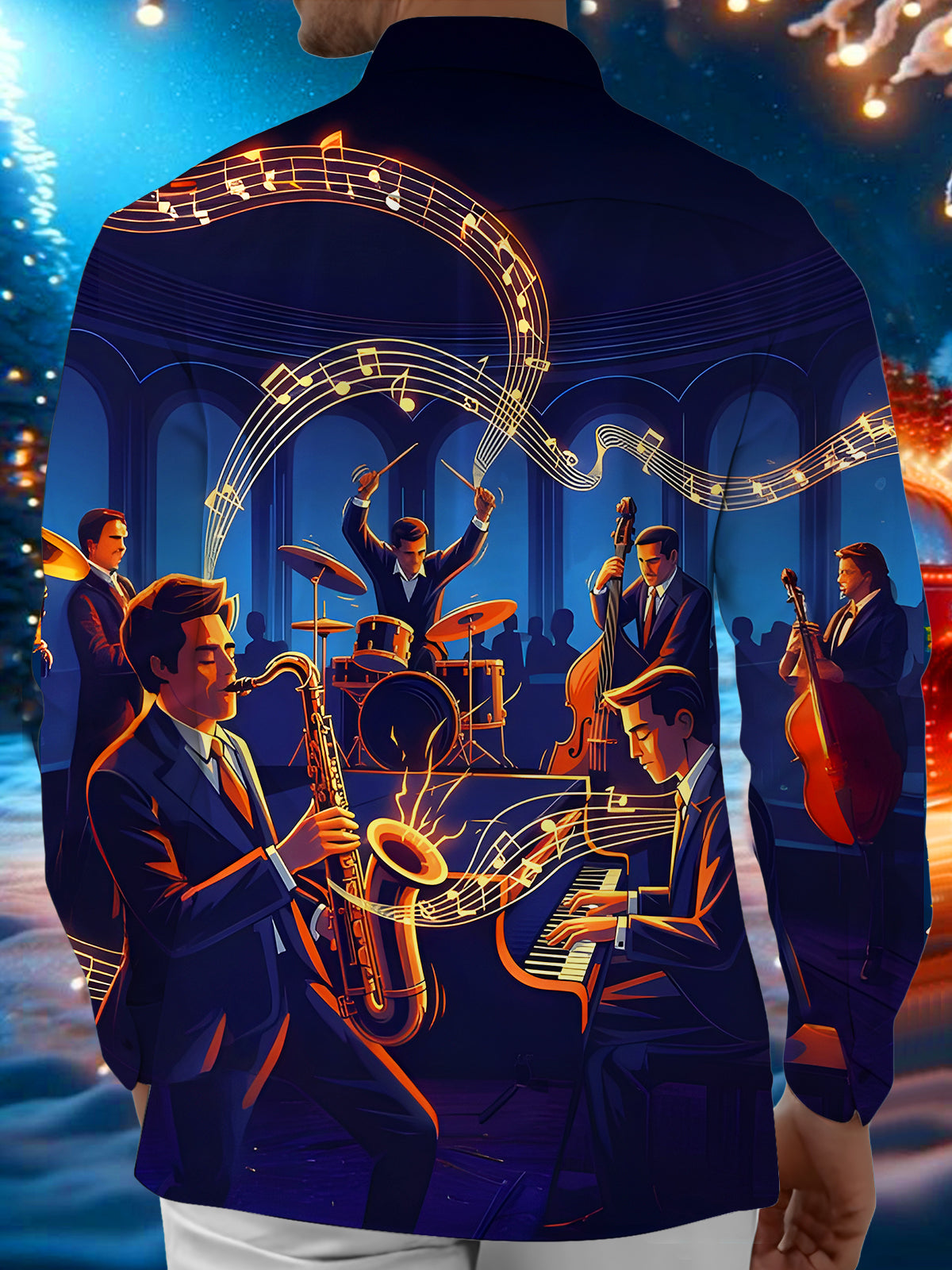 Music Instrument Note Concert Men's Pocket Long Sleeve Shirts