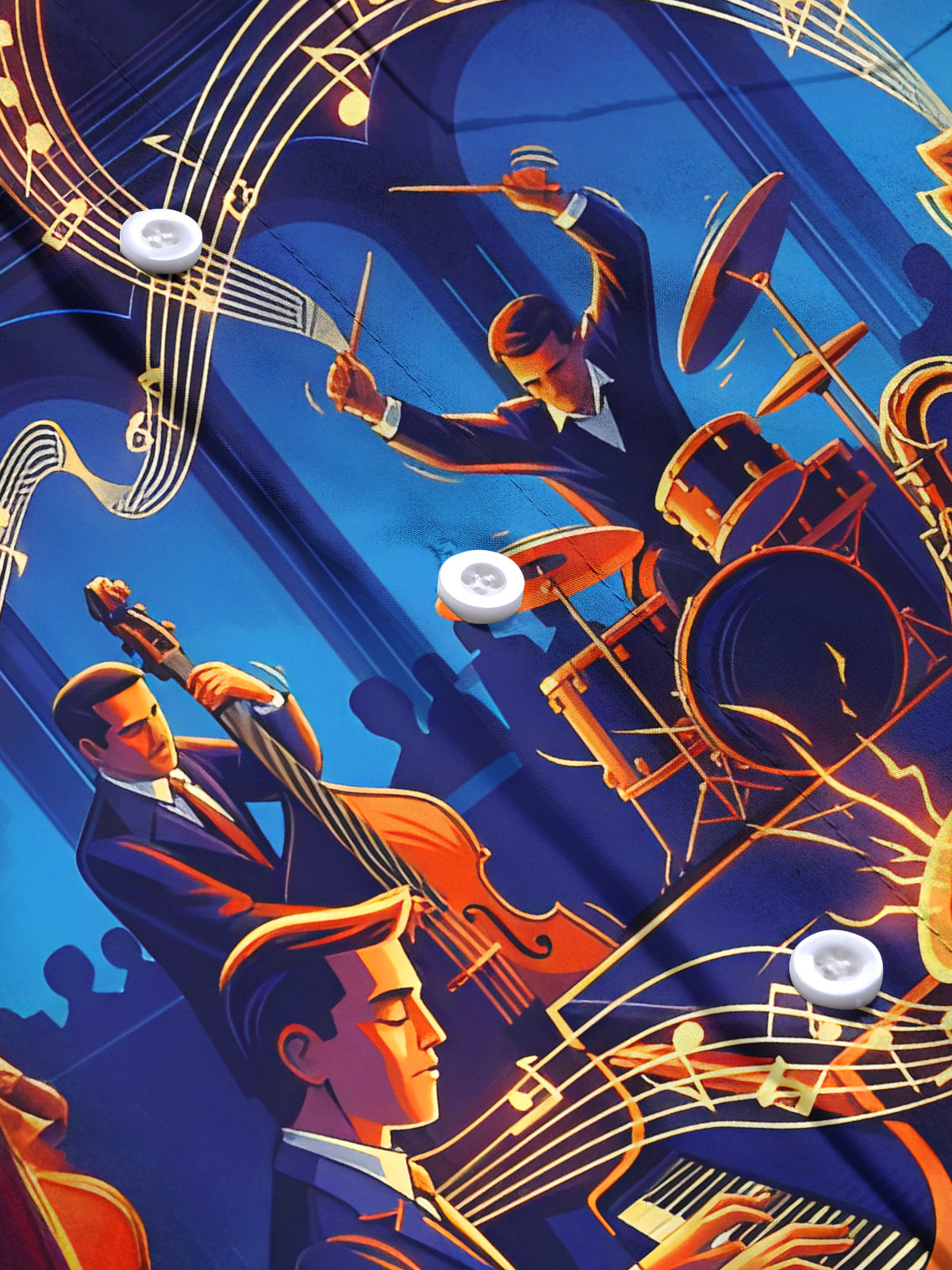 Music Instrument Note Concert Men's Pocket Long Sleeve Shirts