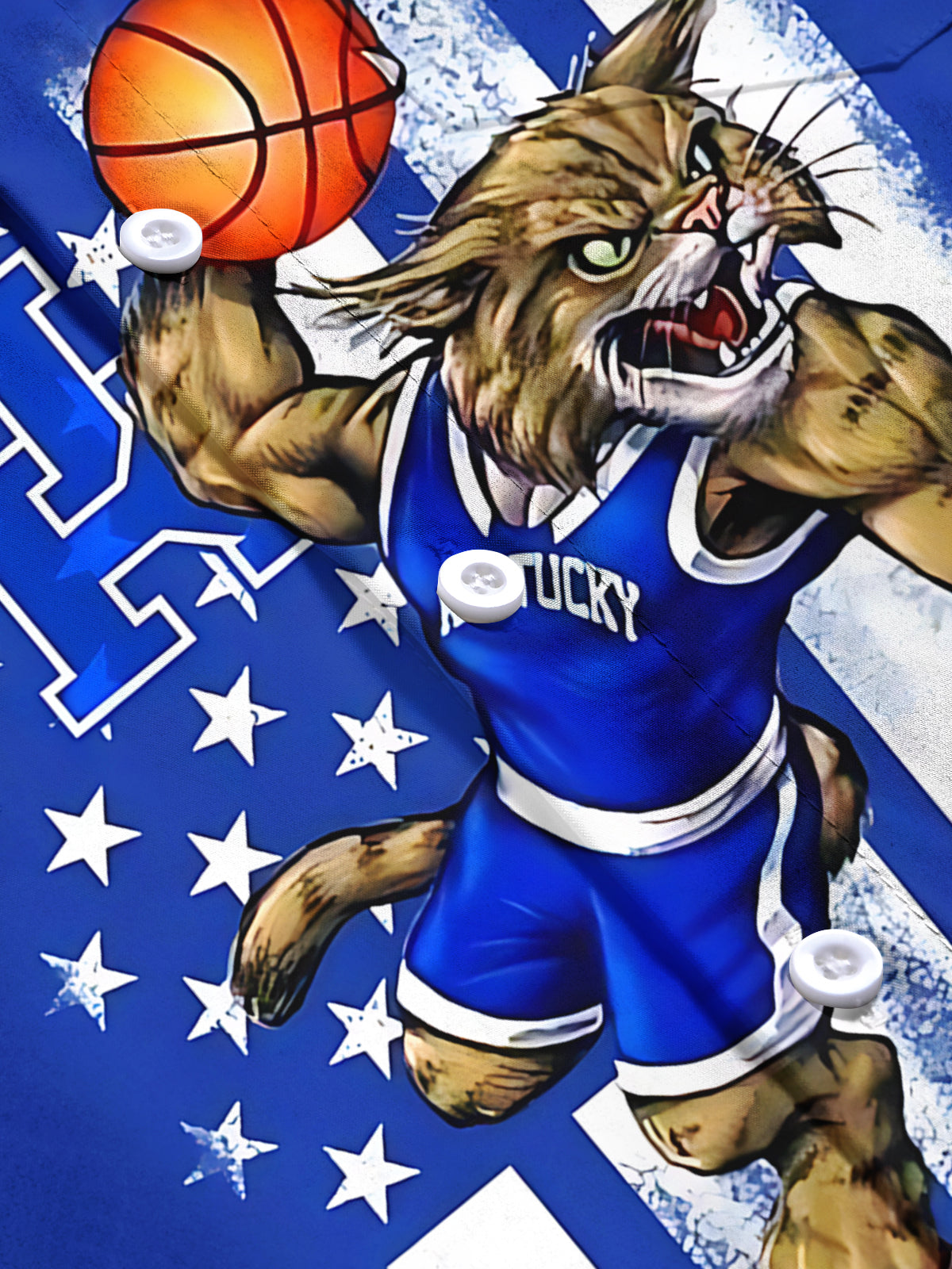 Wildcat Basketball Print Men's Pocket Short Sleeve Shirts