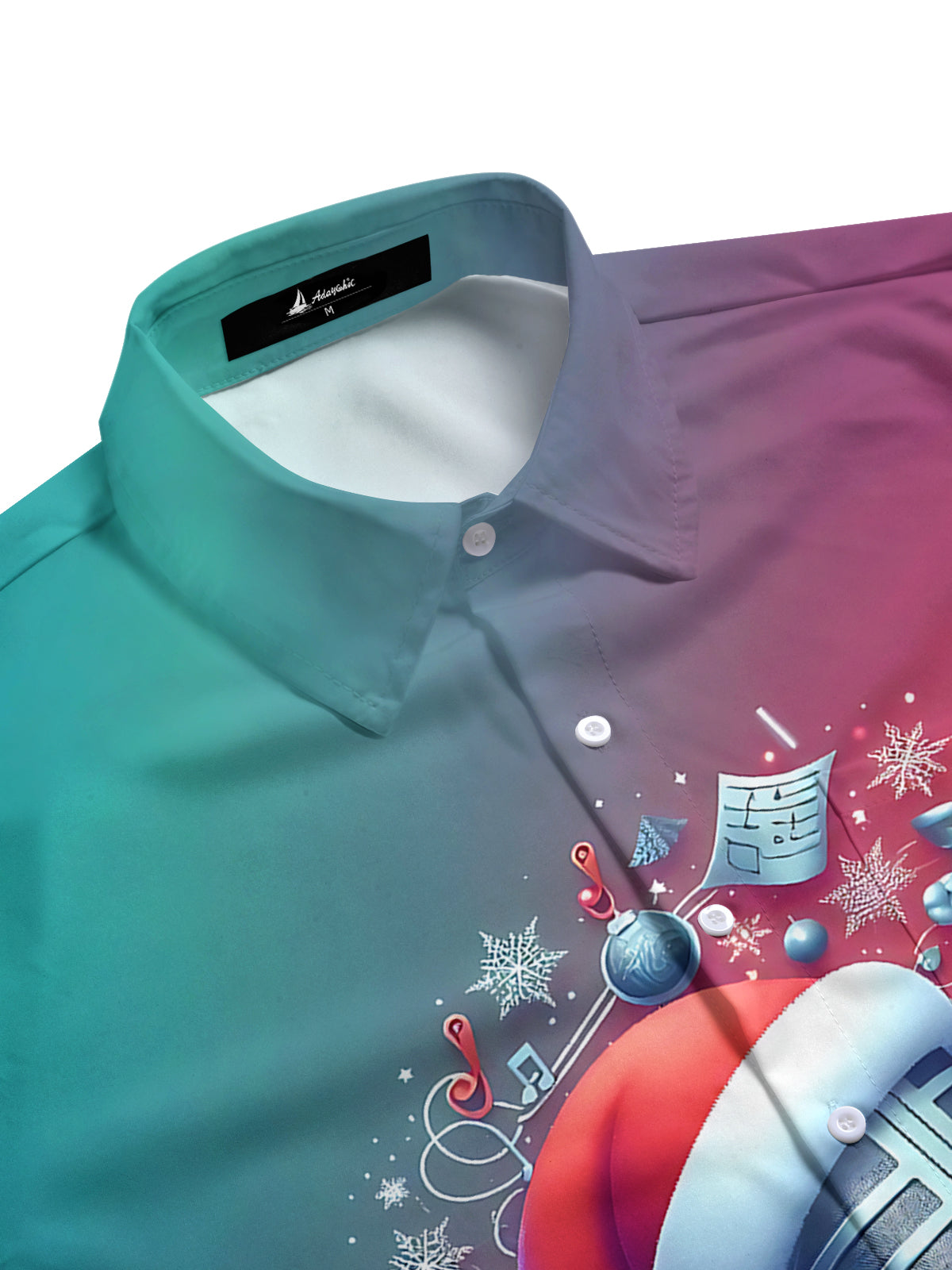 Christmas Microphone Print Men's Pocket Short Sleeve Shirts