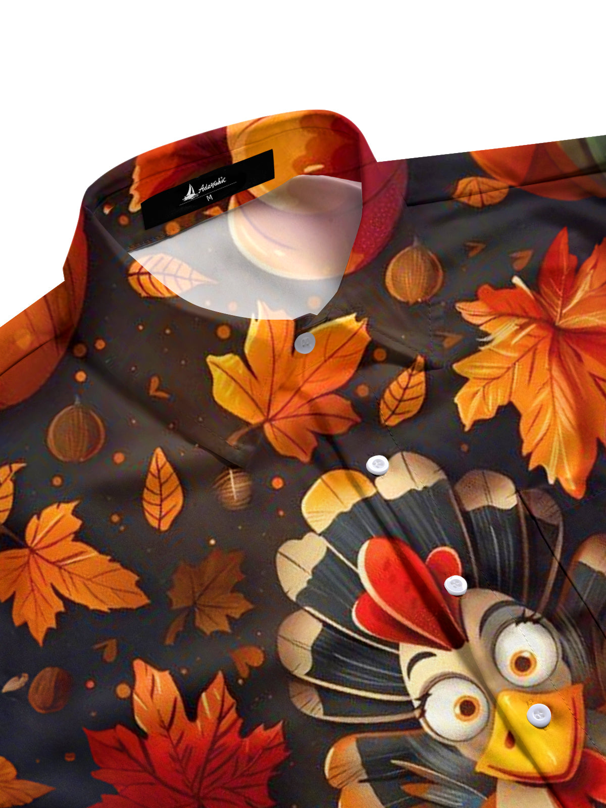 Thanksgiving Turkey Leaf Print Men's Pocket Short Sleeve Shirts