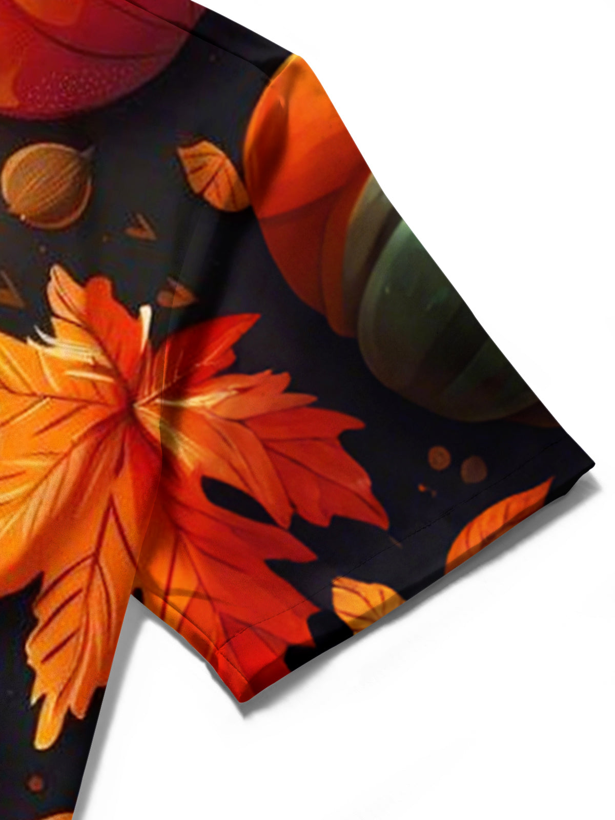 Thanksgiving Turkey Leaf Print Men's Pocket Short Sleeve Shirts