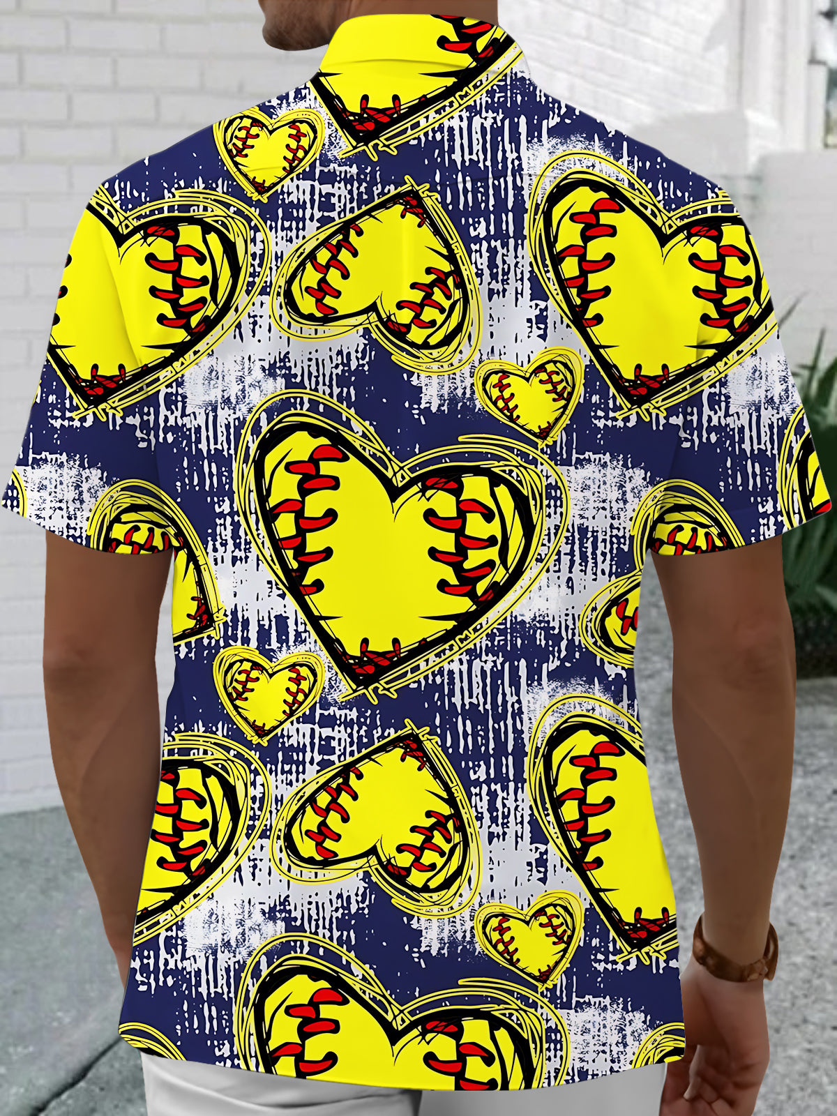 Softball Print Men's Pocket Short Sleeve Shirts
