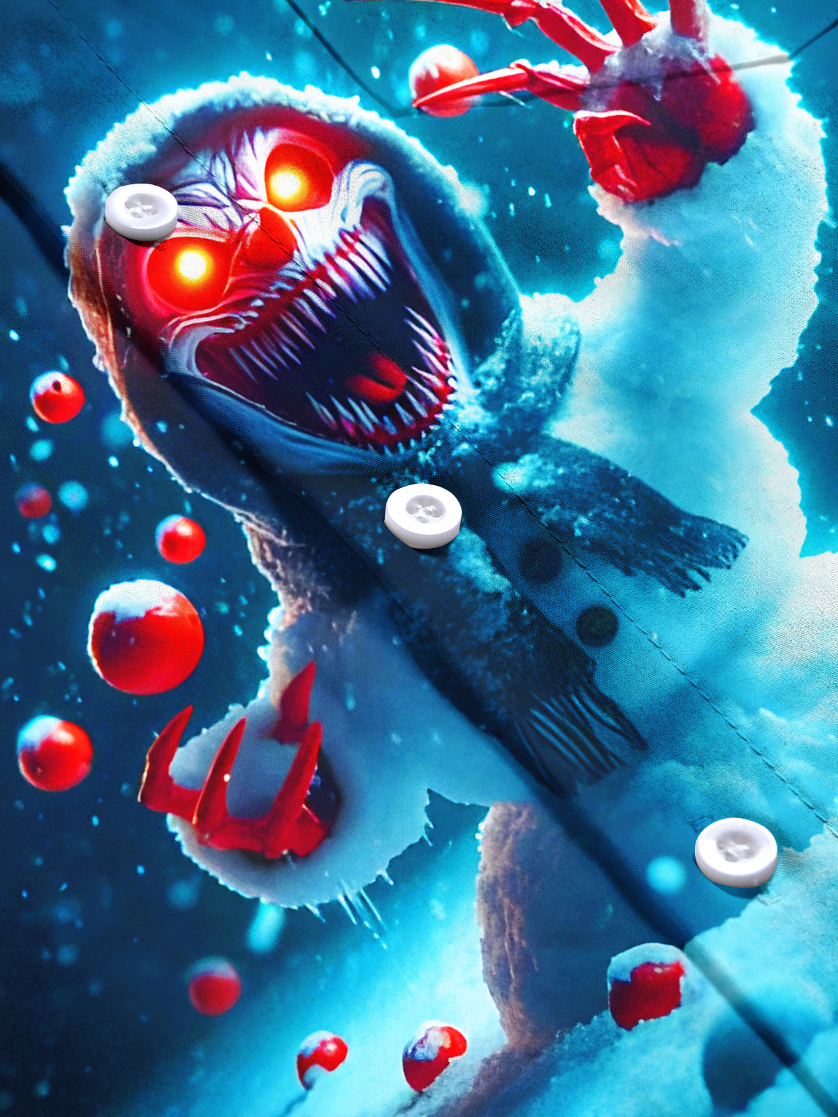 Fun Screaming Snowman Xmas Men's Pocket Short Sleeve Shirts