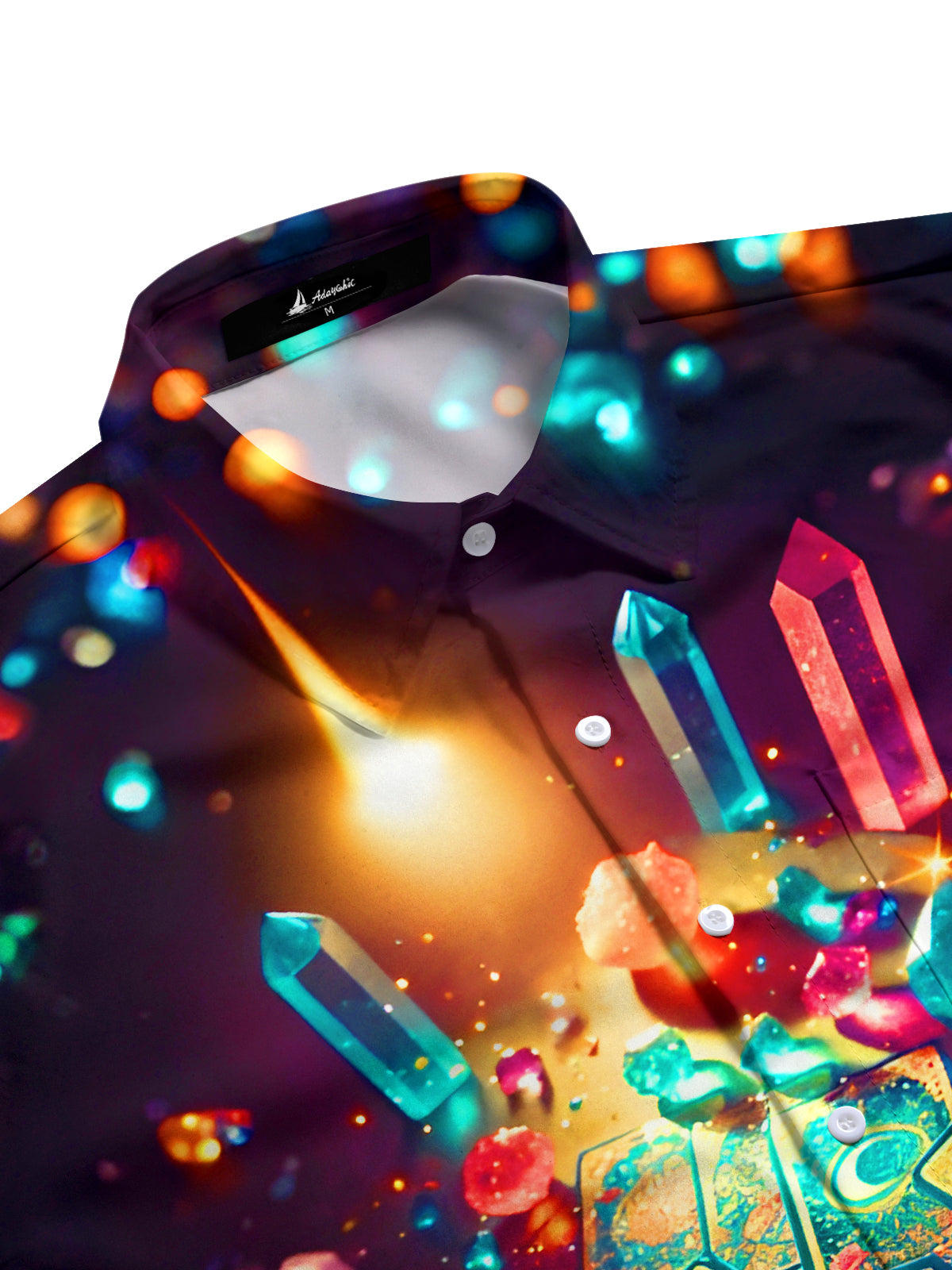 Psychedelic Tarot Card Energy Crystal Men's Pocket Short Sleeve Shirts