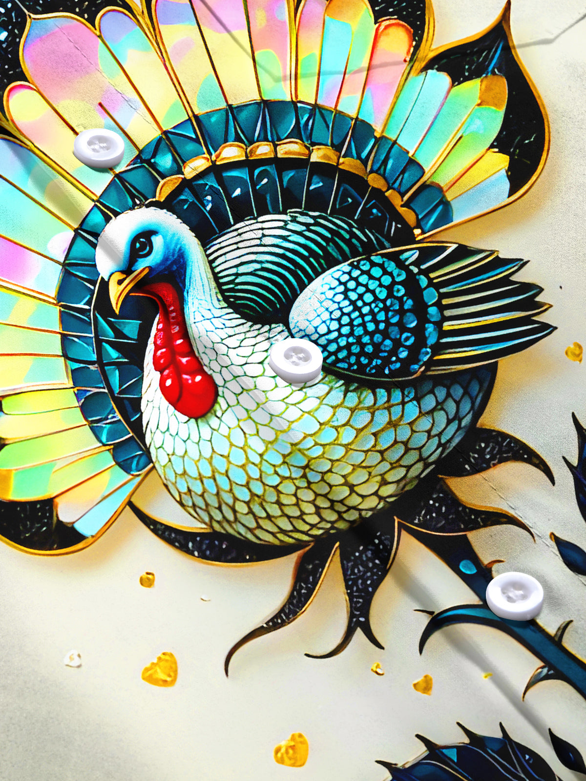 Fun Turkey Floral Men's Pocket Short Sleeve Shirts