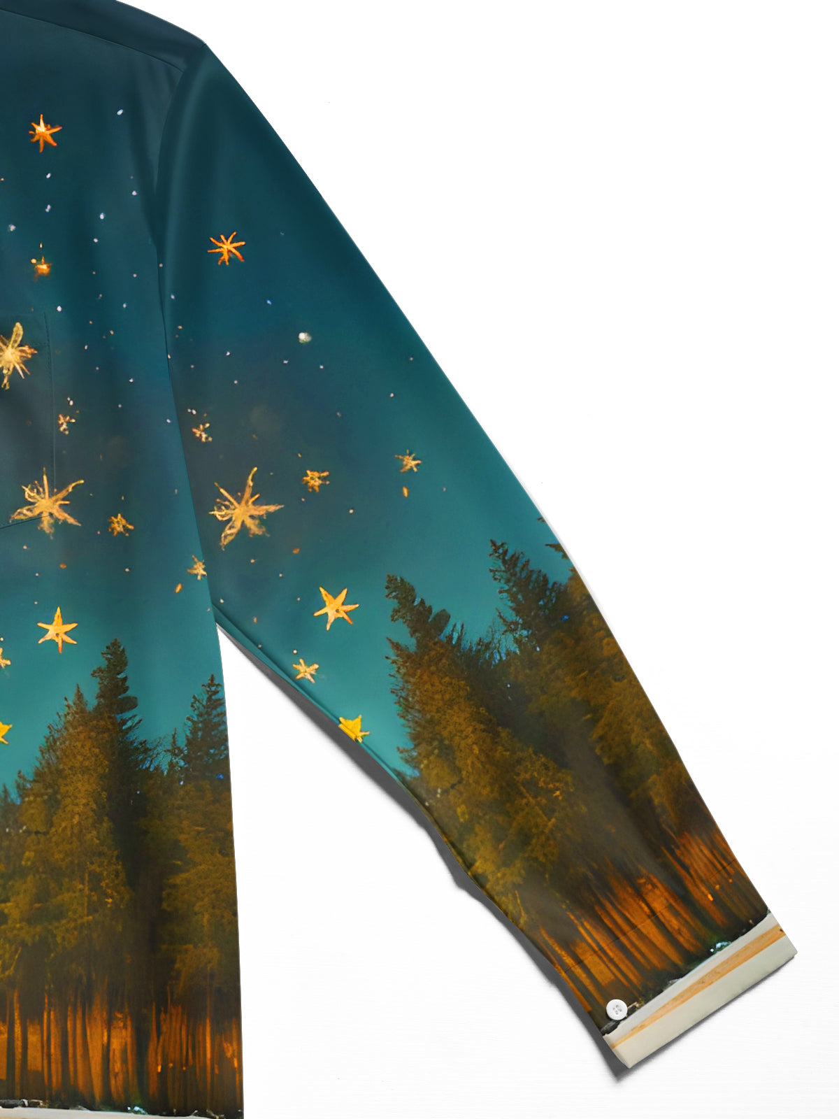 Fun Polar Bear Ice Skating Christmas Tree Men's Pocket Long Sleeve Shirts