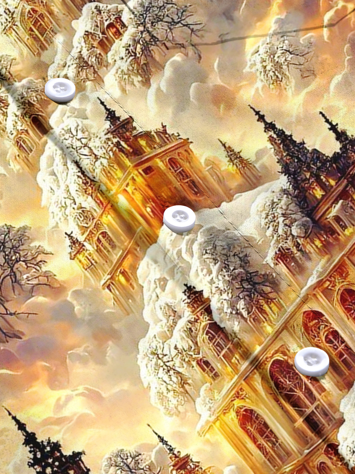 Castle Print Men's Pocket Short Sleeve Shirts