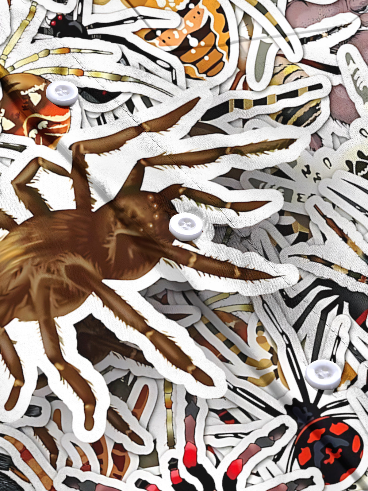 Spider Print Men's Pocket Short Sleeve Shirts