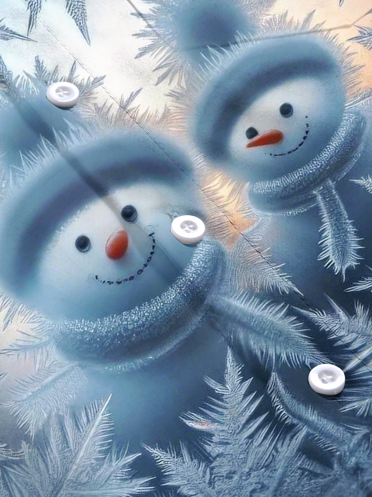 Snowman Print Men's Pocket Short Sleeve Shirts