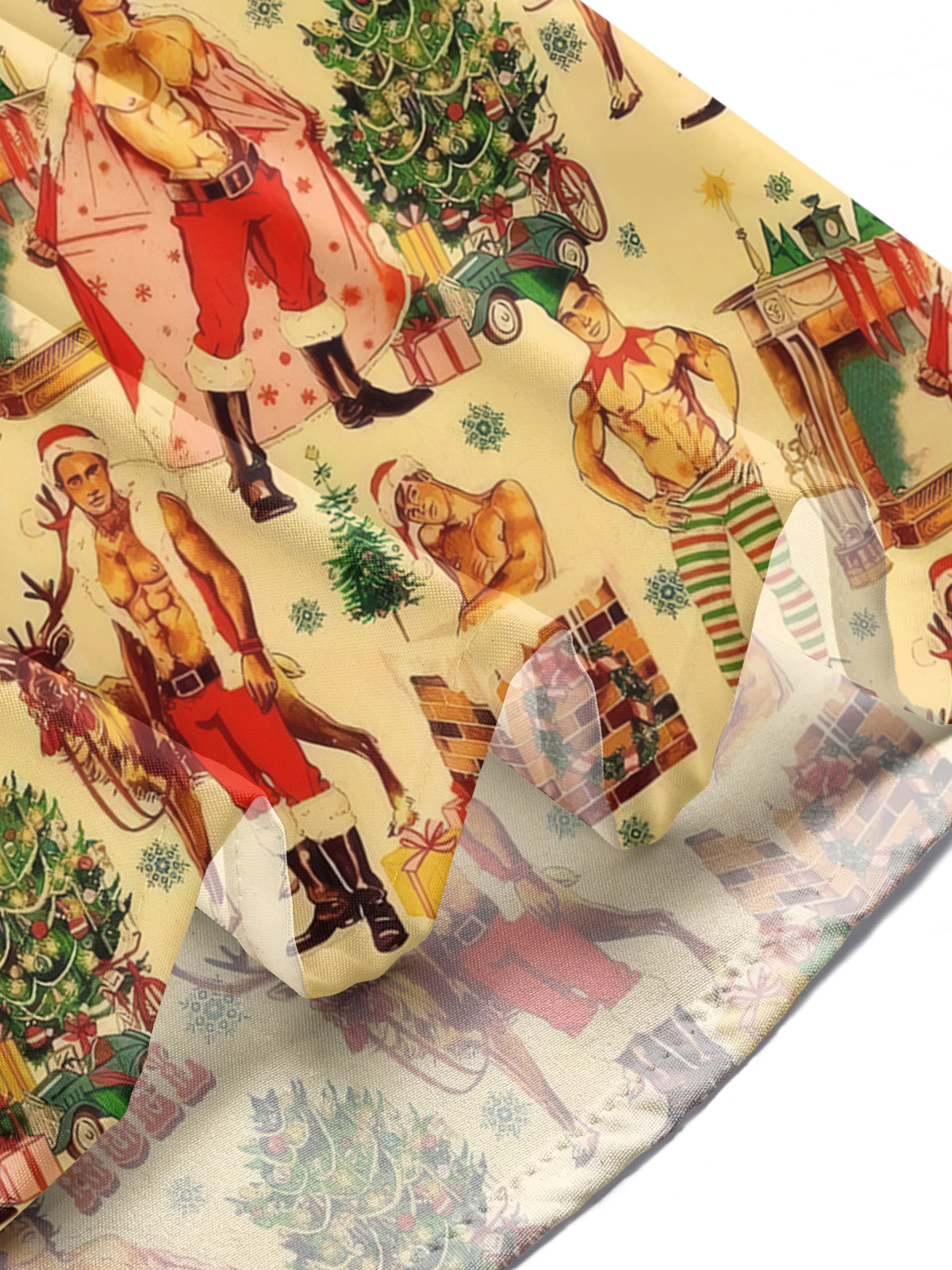 Vintage Funny Christmas Print Men's Pocket Long Sleeve Shirts