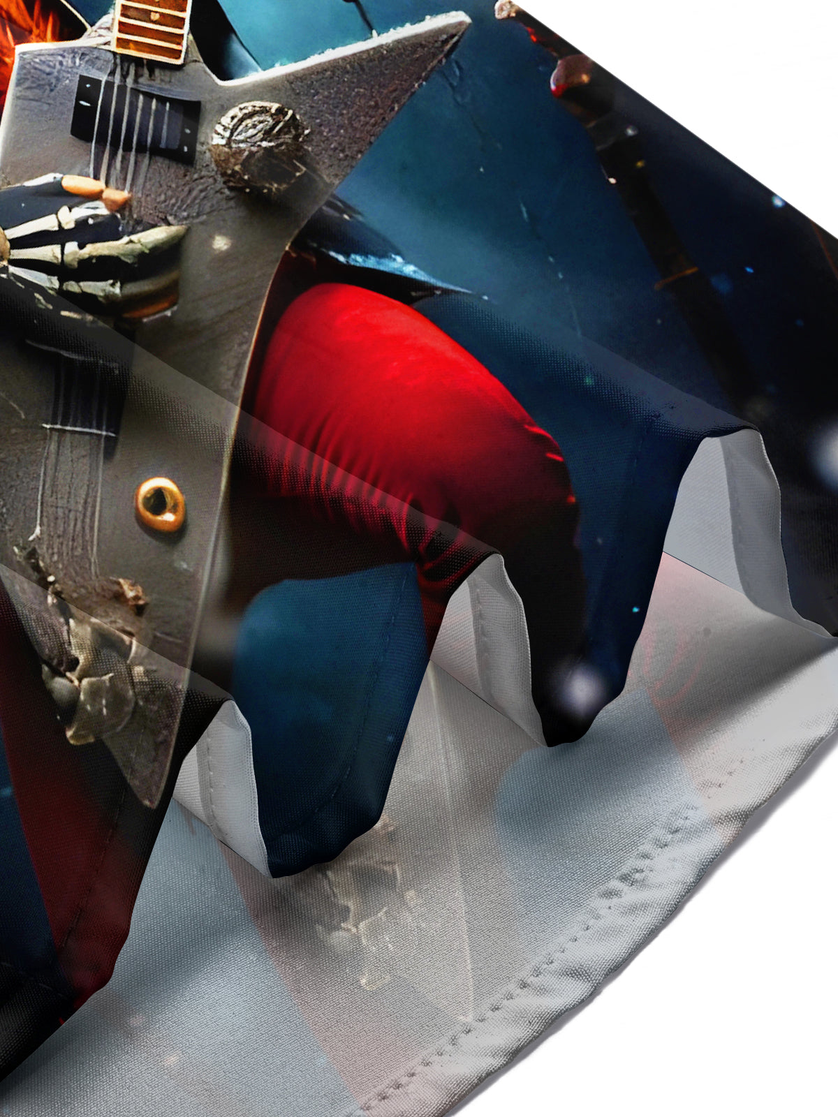 Fun Christmas Skull Guitar Rock Music Men's Pocket Short Sleeve Shirts