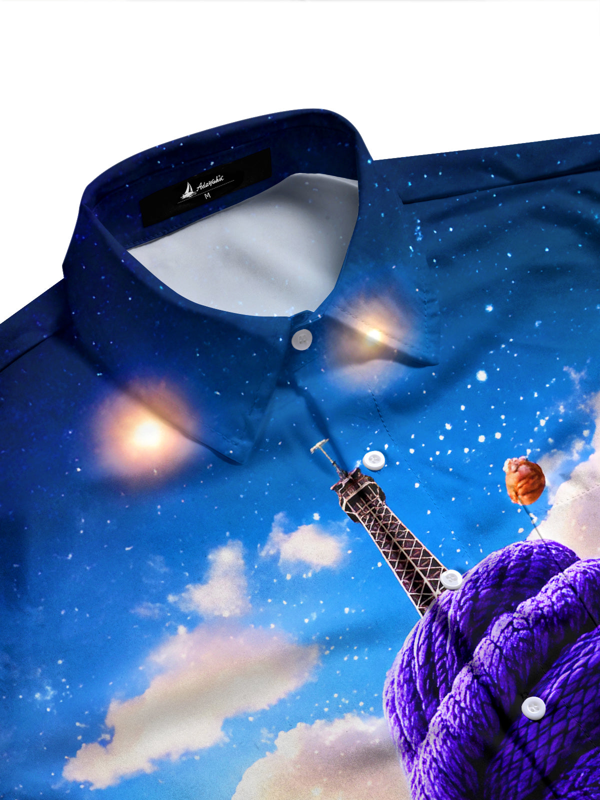 Fun Snow Scarf Eiffel Tower Men's Pocket Long Sleeve Shirts