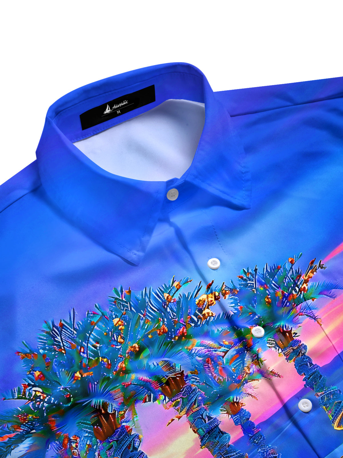 Hawaiian Palm Tree Water Lily Men's Pocket Short Sleeve Shirts