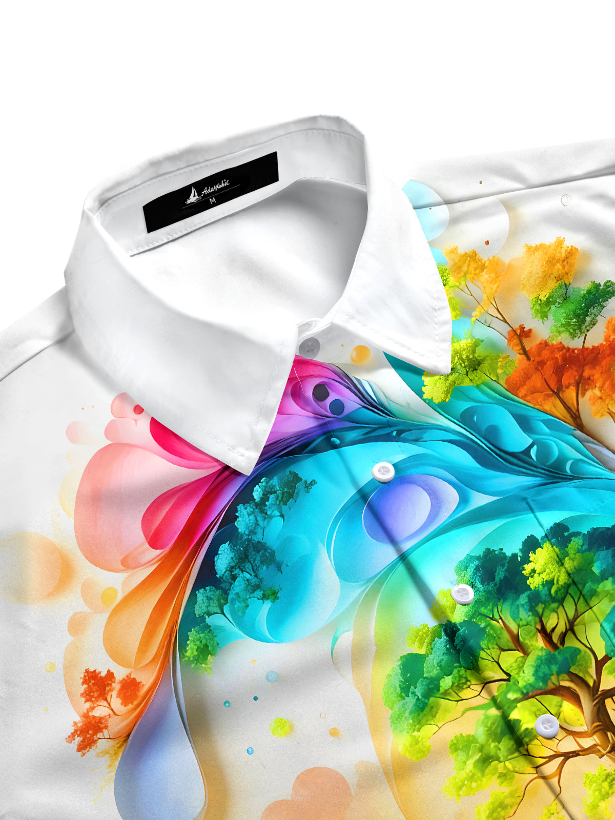 Art Landscape Tree Men's Pocket Short Sleeve Shirts