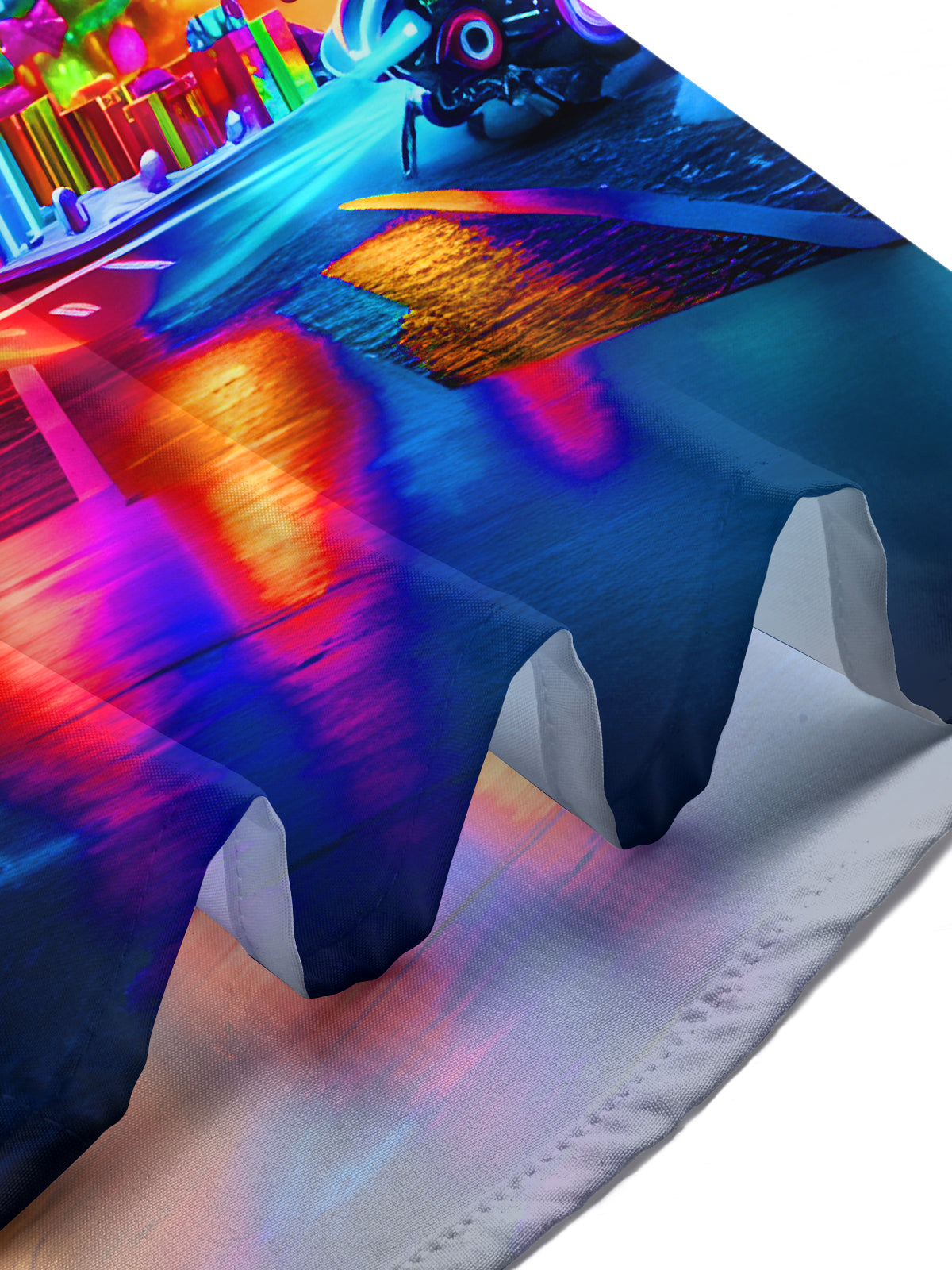 Psychedelic Neon Interstellar City Christmas Tree Santa Claus Xmas Men's Pocket Long Sleeve Shirts