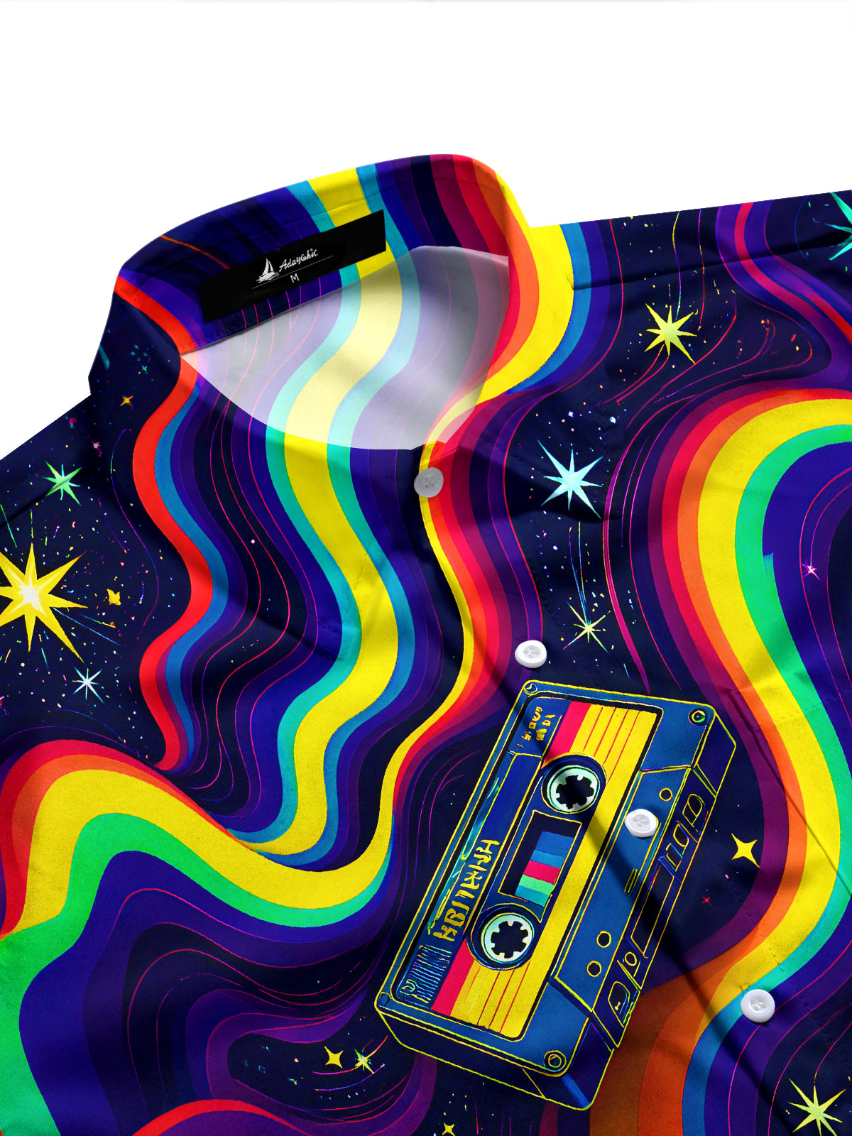 Colorful Stars Music Piano Tape Men's Pocket Long Sleeve Shirts