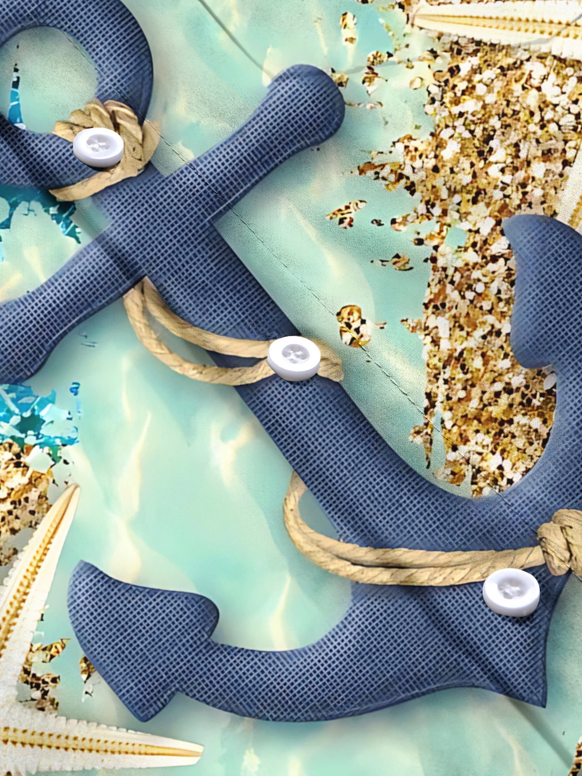 Anchor Print Men's Pocket Short Sleeve Shirts