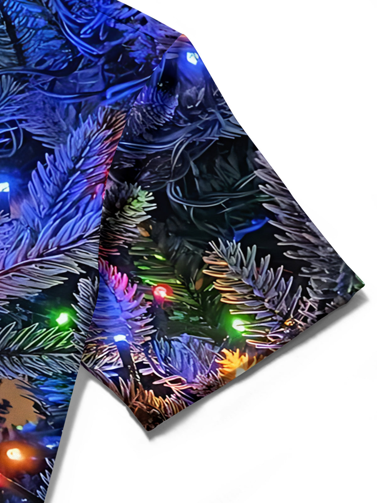Christmas Tree Lights Print Men's Pocket Short Sleeve Shirts