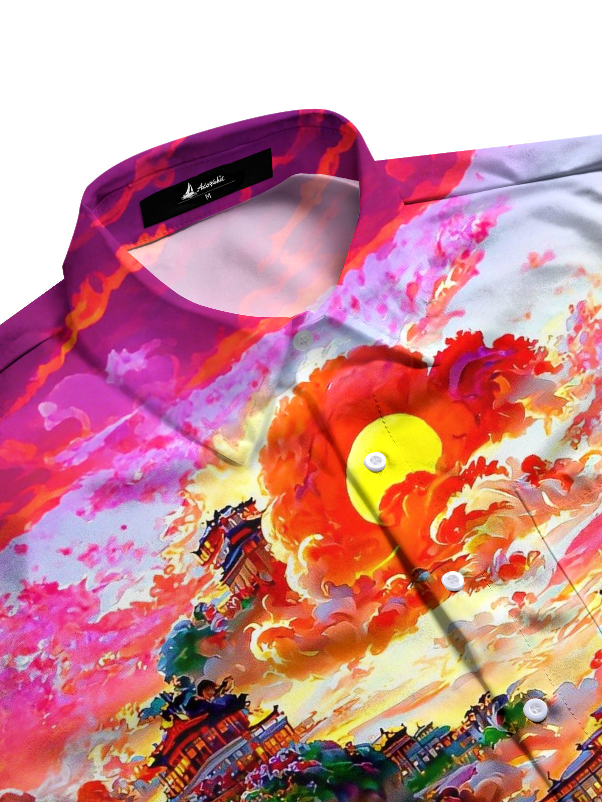 Landscape Art Print Men's Pocket Short Sleeve Shirts