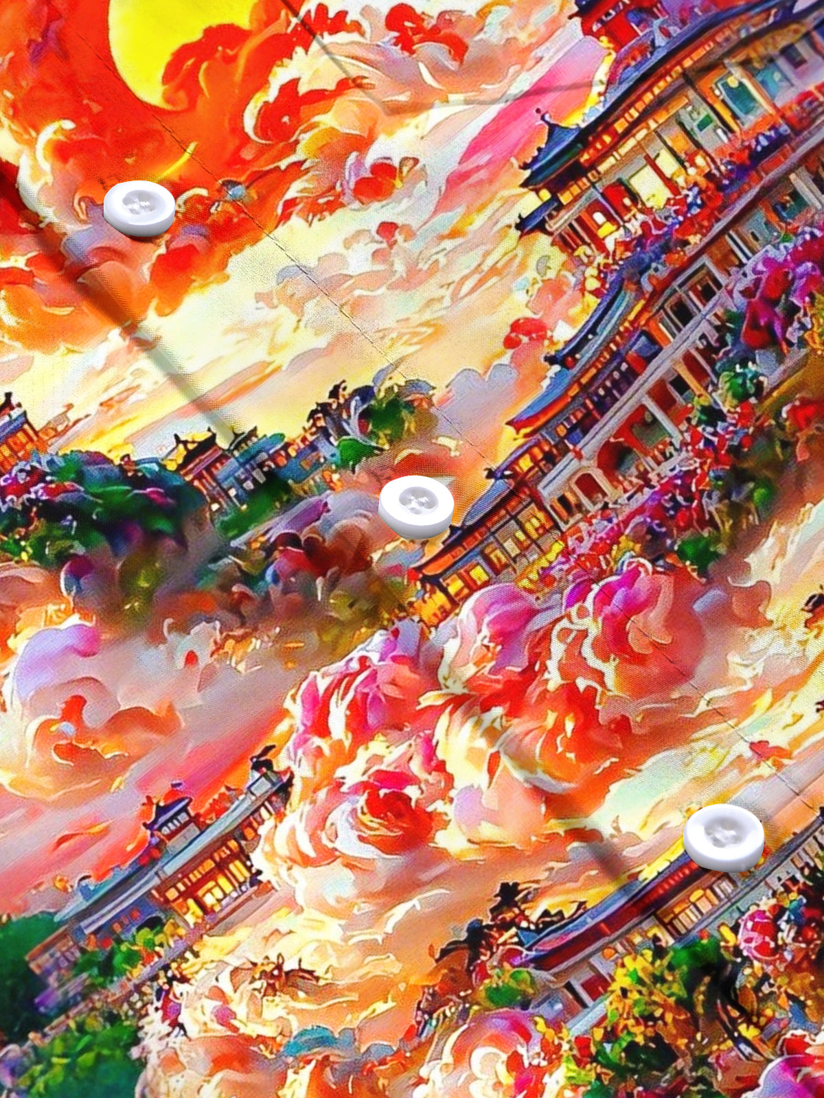 Landscape Art Print Men's Pocket Short Sleeve Shirts