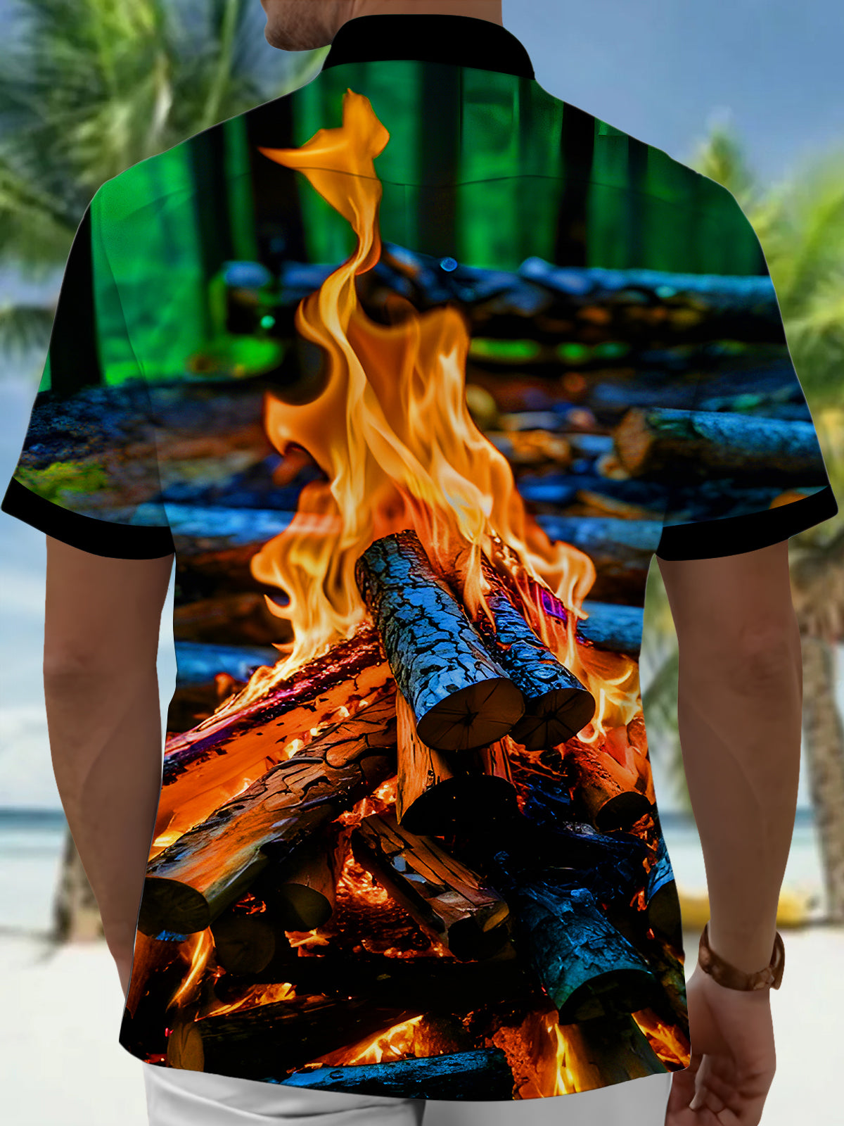 Forest Campfire Men's Pocket Short Sleeve Shirts