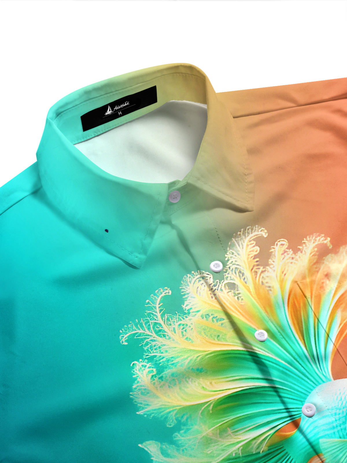 Fun Gradient Flowing Tail Ornamental Fish Men's Pocket Long Sleeve Shirts