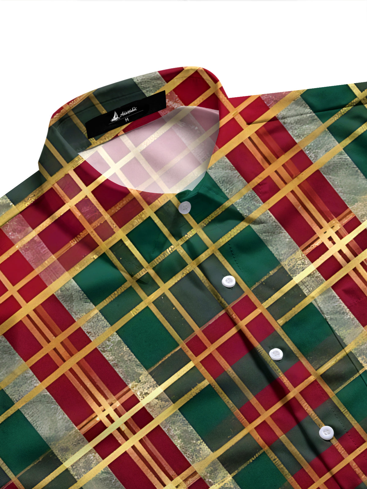 Holiday Christmas Plaid Art Men's Pocket Long Sleeve Shirts