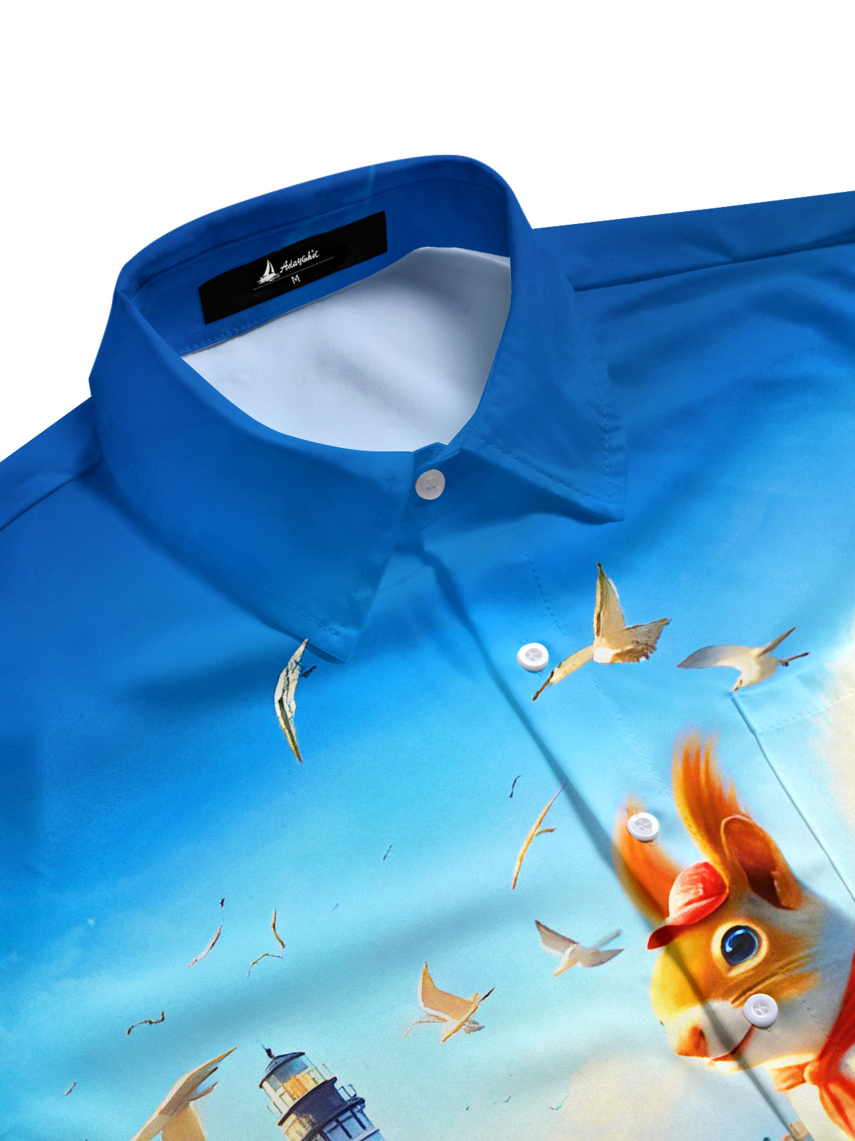 Fun Squirrel Beach Volleyball Lighthouse Men's Pocket Short Sleeve Shirts