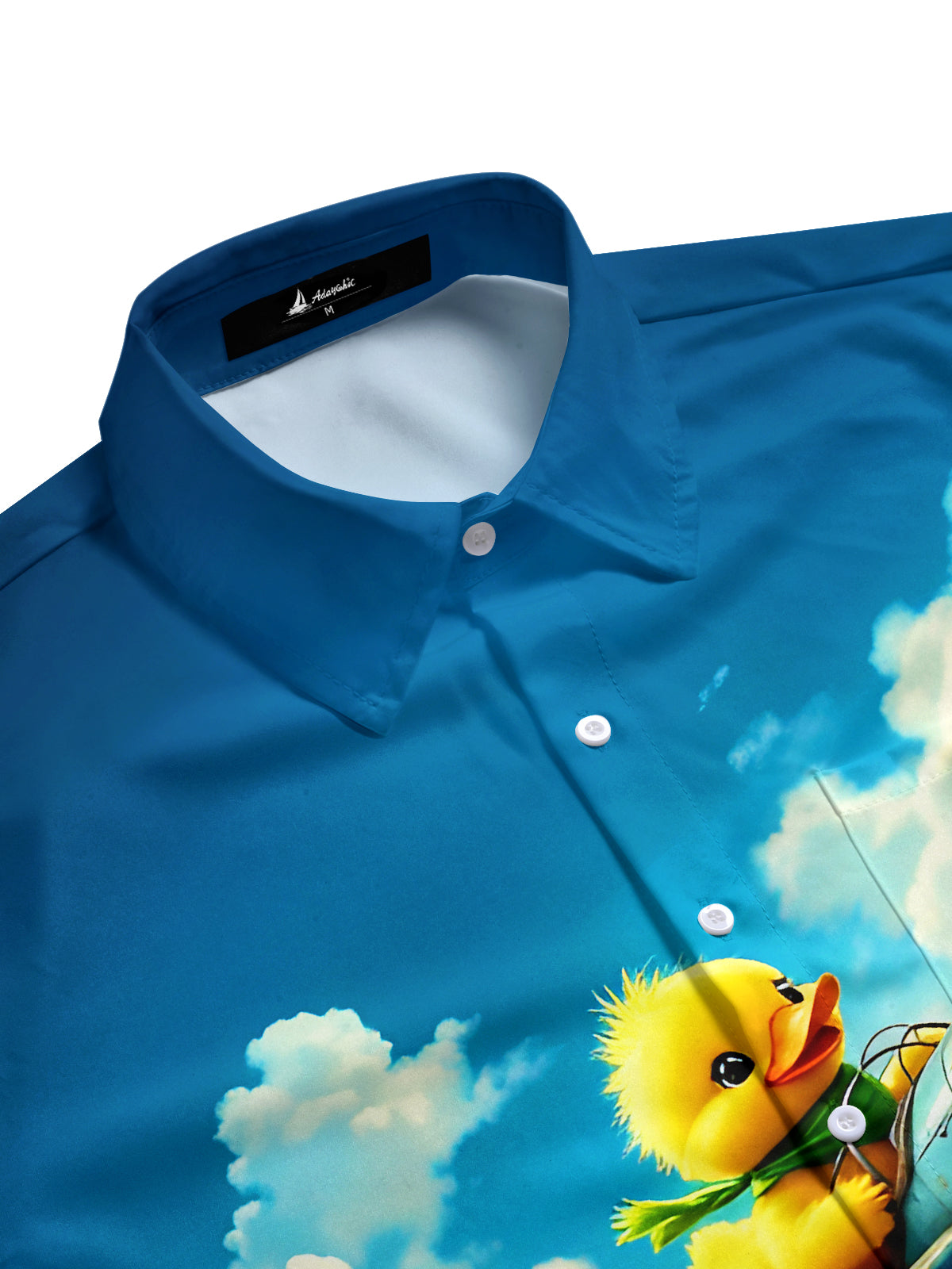 Fun Little Yellow Duck Flying Airplane Men's Pocket Short Sleeve Shirts