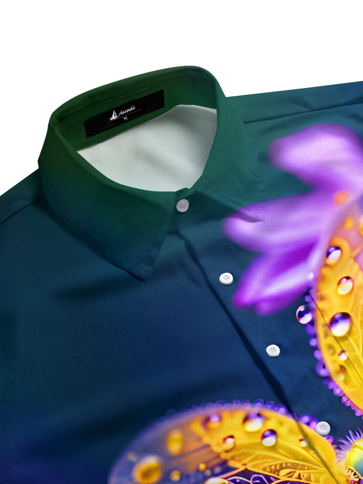 Funny Colorful Insect Purple Flower Men's Pocket Short Sleeve Shirts
