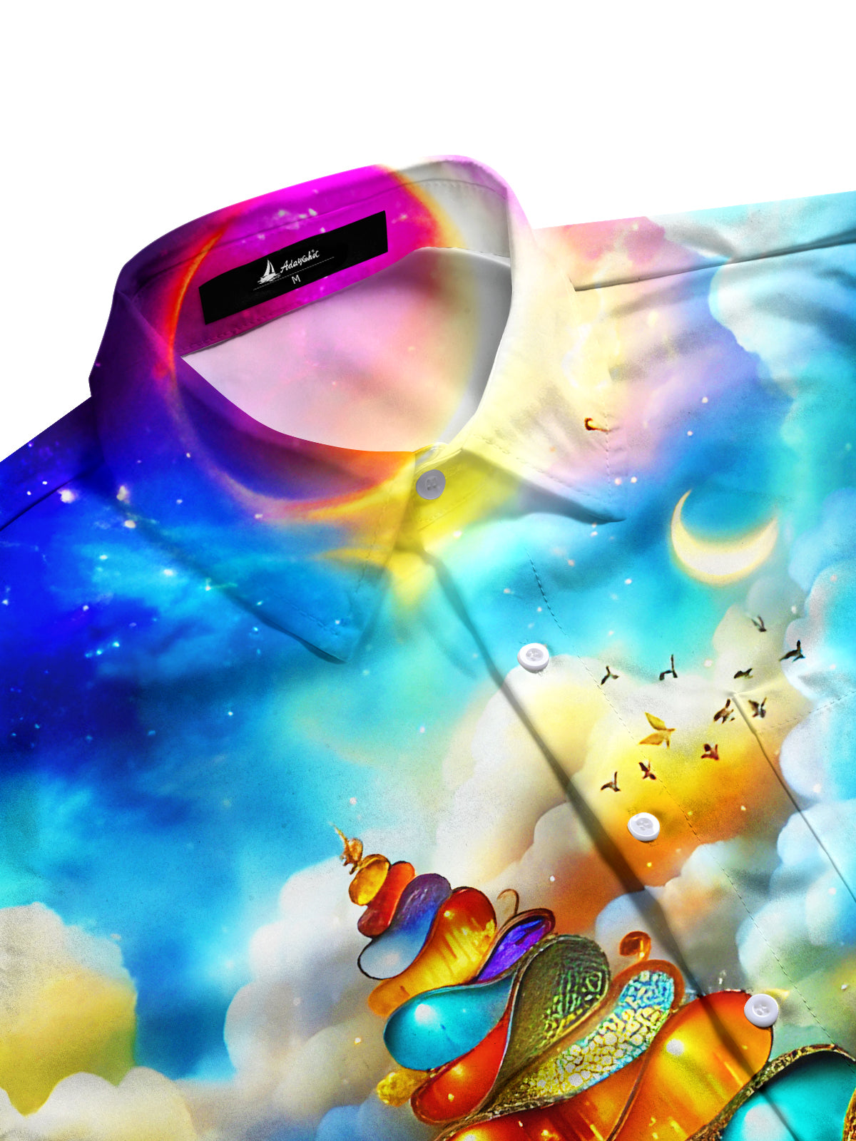 Art Vibrant Spiral Structure Dreamy Sky Men's Pocket Short Sleeve Shirts