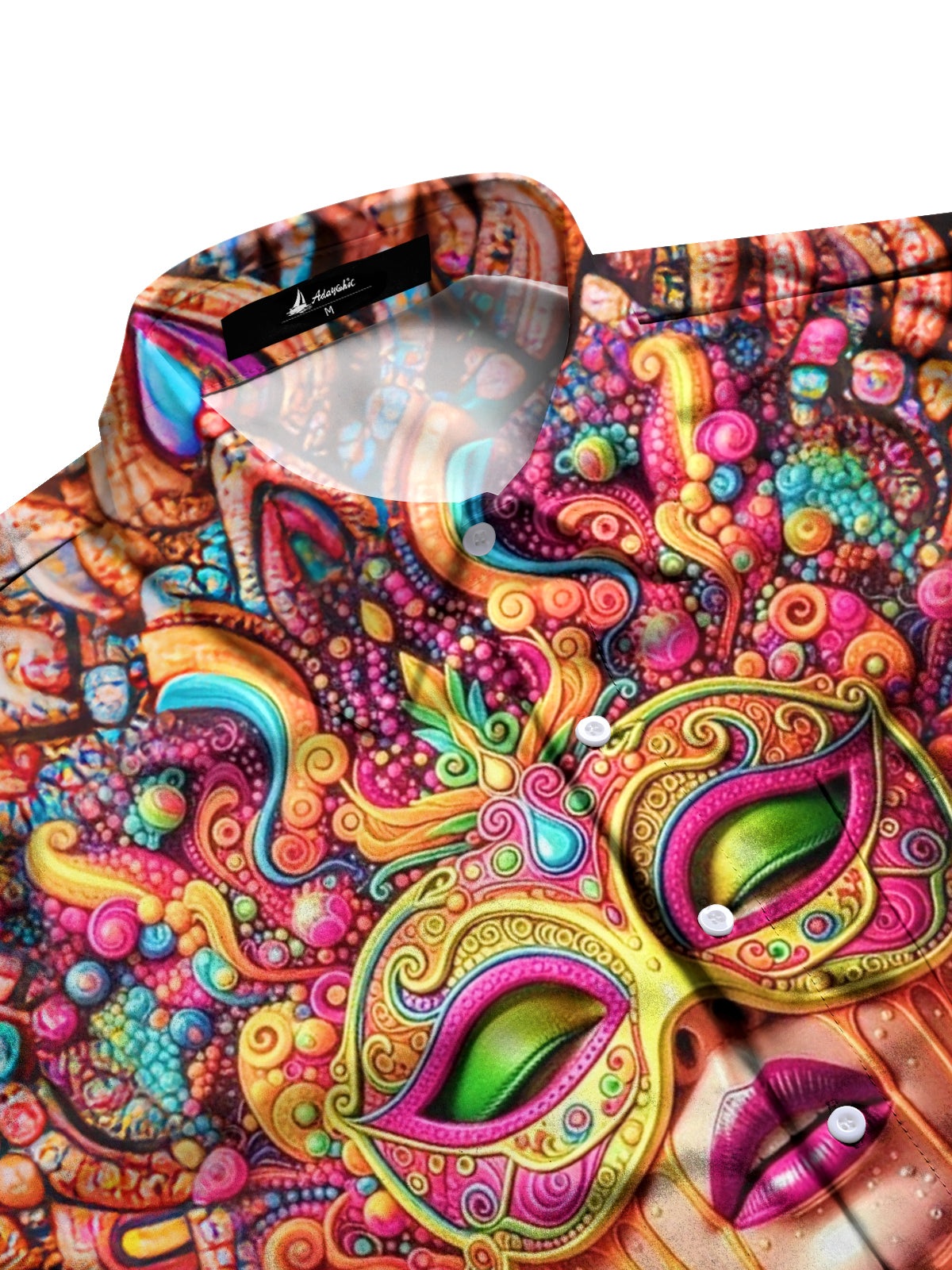 Face Mask Print Men's Pocket Short Sleeve Shirts