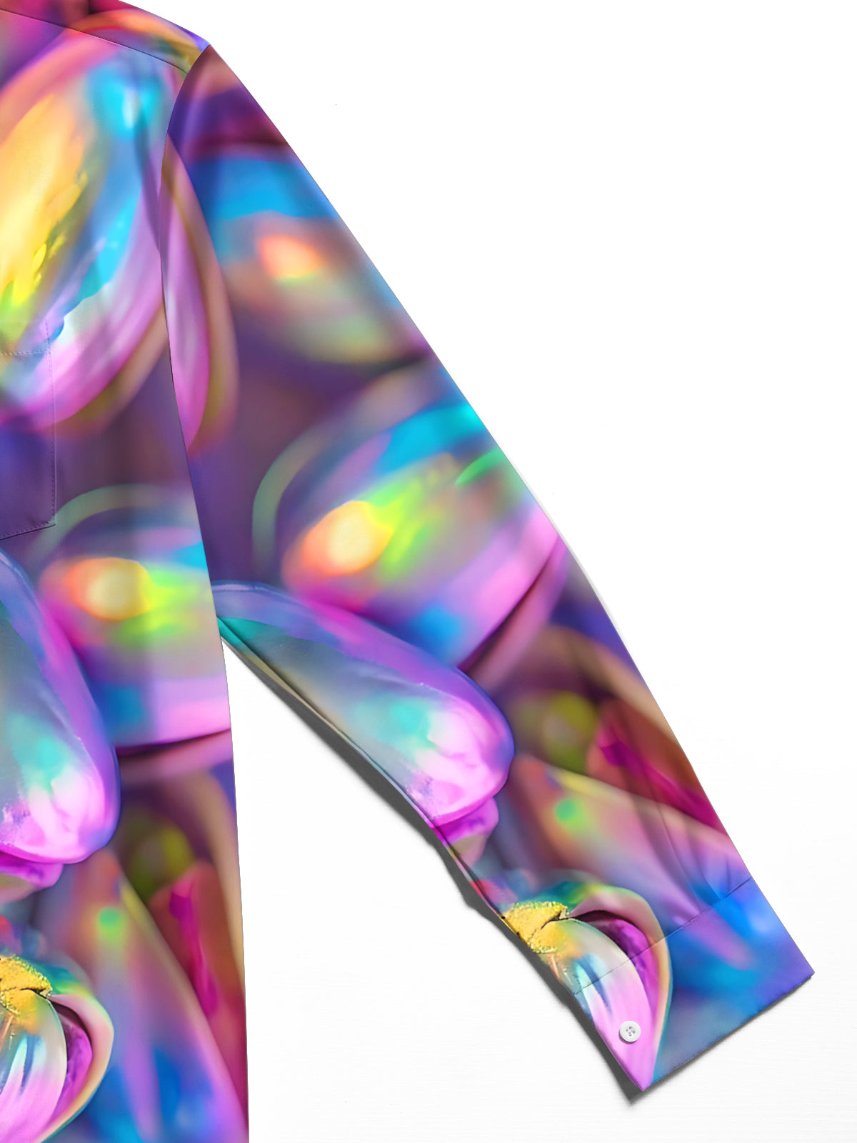 Gradient Pistachios Print Men's Pocket Long Sleeve Shirts