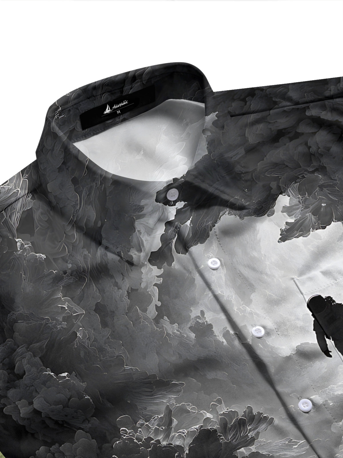 Cloud Astronaut Print Men's Pocket Long Sleeve Shirts