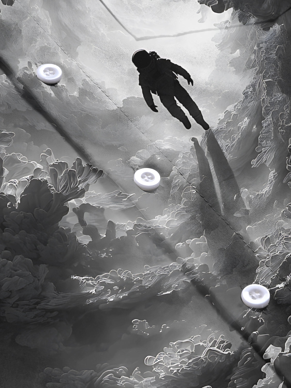 Cloud Astronaut Print Men's Pocket Long Sleeve Shirts