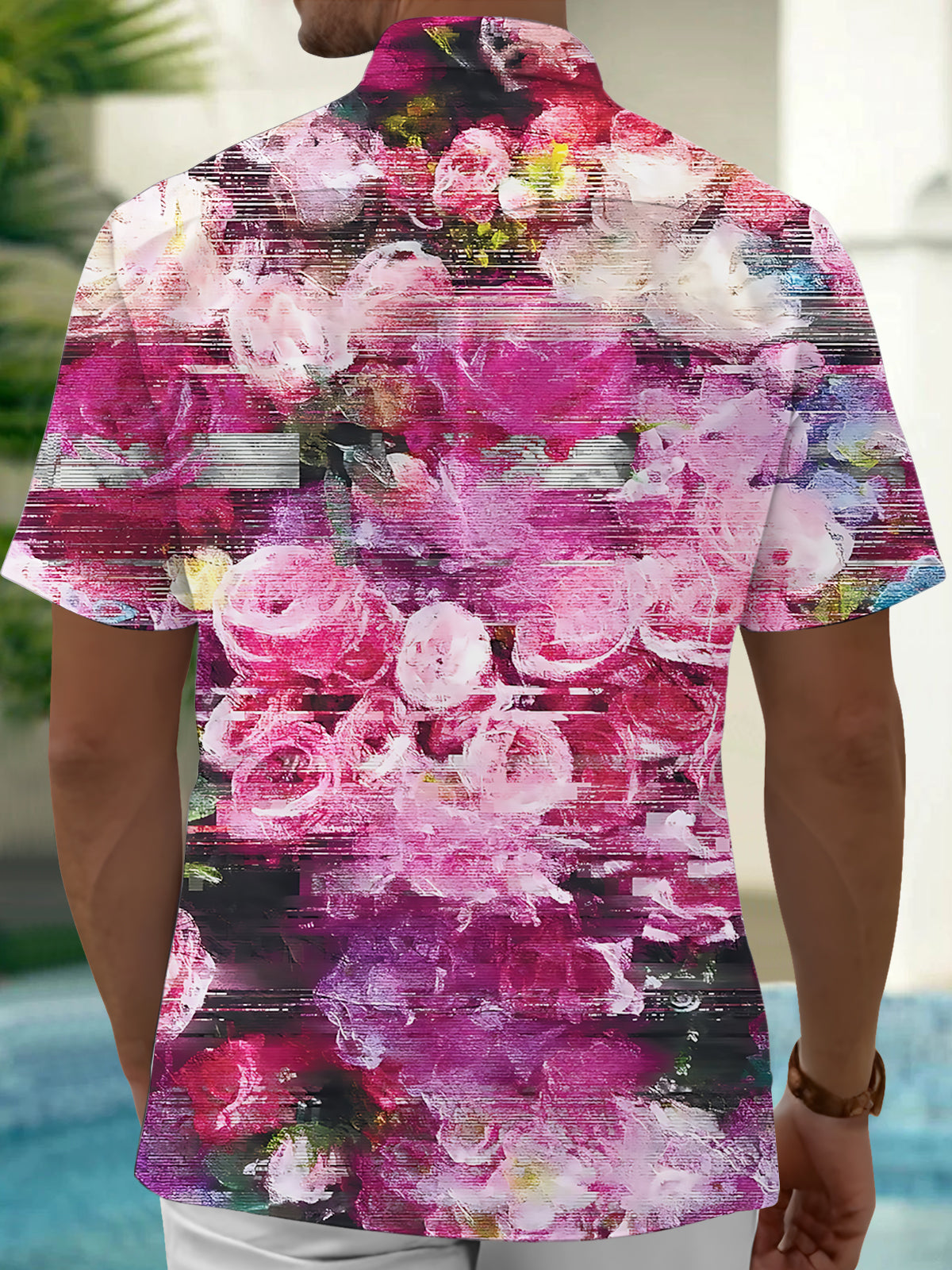 Floral Print Men's Pocket Short Sleeve Shirts