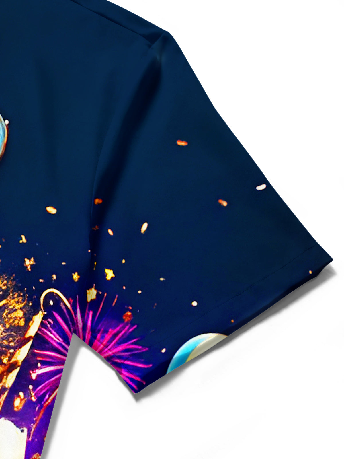 Fun New Year Holiday Celebration Champagne Balloons Clock Men's Pocket Short Sleeve Shirts