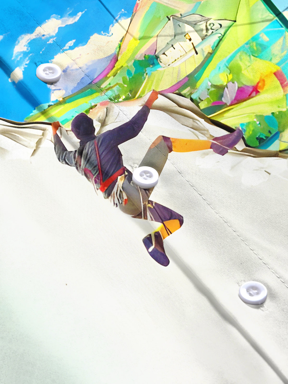 Fun Climbing Sports Landscape Men's Pocket Short Sleeve Shirts