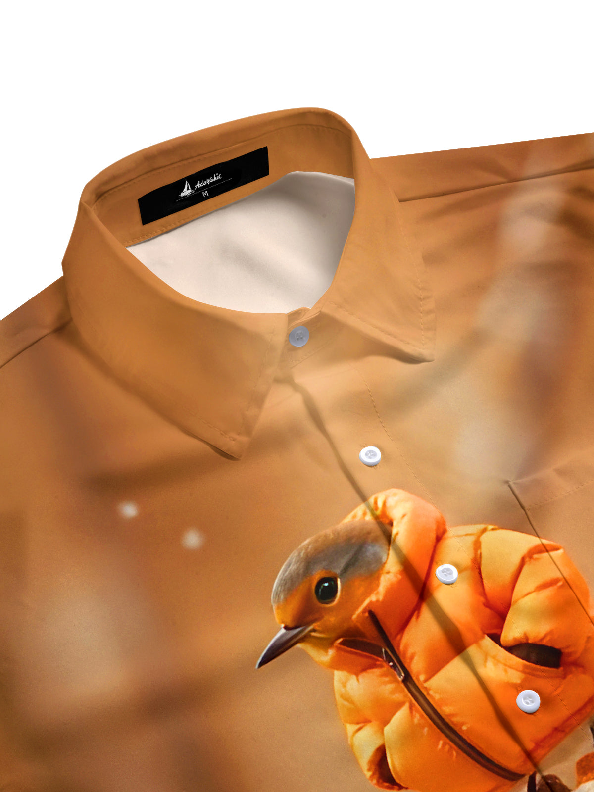 Fun Down Jacket Little Bird Snowman Men's Pocket Short Sleeve Shirts