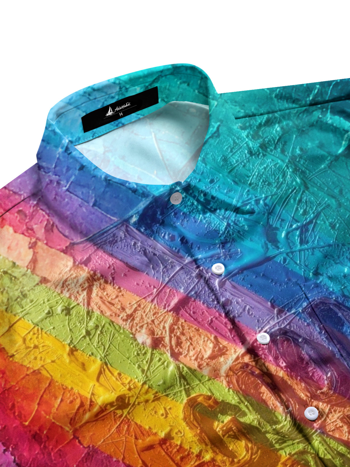 Rainbow Letter Print Men's Pocket Short Sleeve Shirts